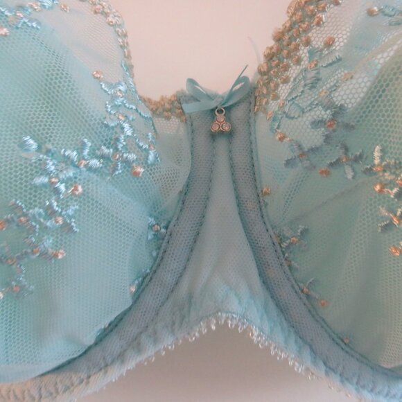 MARIE JO L'AVENTURE Eloise Plunge Floral Lace Bra in Sea Clearwater Green 32E - Picture 5 of 14